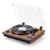 Rcm Wireless 3-Speed Turntable with Stereo Speakers Natural Wood Vinyl Record Player, Belt-Drive, Vinyl to MP3 Recording, RCA Output, USB (MC-262T/T Brown)
