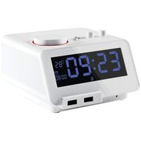 Homtime RA49721 C12 Bluetooth Alarm Clock with Dual USB Charging Ports (White), Multicolor