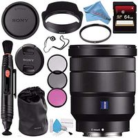 Sony Vario-Tessar T FE 16-35mm f/4 ZA OSS Lens SEL1635Z + 72mm 3 Piece Filter Kit + 64GB SDXC Card + Lens Pen Cleaner + Fibercloth + Lens Capkeeper + Deluxe Cleaning Kit Bundle