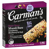 Carman's (Kamanzu) super berry muesli bars 45gX6 pieces