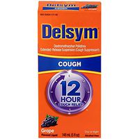 Delsym 12 Hour Cough Relief Liquid, Grape Flavor- Day Or Night Cough Suppressant With Dextromethorphan, Helps Quiet Cough By Suppressing Cough Reflex, 5 oz.