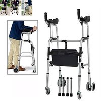 Standard Walkers with Armrest Support Pad,Rehabilitation Auxiliary Walking Frame,Thick Aluminum Alloy Material,Elderly Walking Aid Height Adjustable,b
