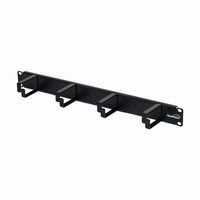 NavePoint 1U Horizontal 19-Inch Rack Mount Cable Management Panel with 4 D-Rings 2-Inches Deep Black 2-Pack
