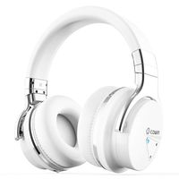 COWIN E7 Active Noise Cancelling Bluetooth Headphones with Microphone Deep Bass Wireless Headphones Over Ear, White(Renewed)
