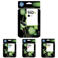 HP 940XL Black and HP 940XL Cyan/Magenta/Yellow Ink Cartridge Bundle (C4906AN, C4907AN, C4908AN, C4909AN)
