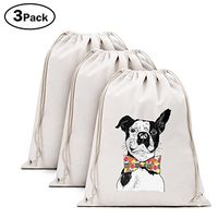 Canvas Tote Bag Natural eco-Friendly Storage Bag with Drawstrings Perfect for Beach Cotton Print Dogs-UZHOME-Drawstring Bags Shoes Bag for Travel