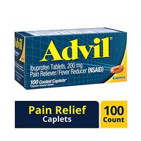 Advil Coated Caplets Pain Reliever and Fever Reducer, Ibuprofen 200mg, 100 Count, Fast-Acting Formula for Headache Relief, Toothache Pain Relief and Arthritis Pain Relief