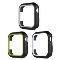 UKCOCO Compatible Apple Watch 4 Case, 3 Pack Dual Color Soft Silicone Cover Shockproof Rugged Case Protective Bumper iWatch Bezel Compatible Apple Watch Series 4 Size 44mm