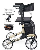 Comodita Tipo Classic Compact Rollator with Double Fold Action and Extra Large 10" Aluminum Front Wheels (Metallic Champagne)