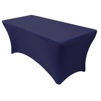 Your Chair Covers - Stretch Spandex 6 ft Rectangular Table Cover - Navy Blue, 72" Length x 30" Width x 30" Height Fitted Tablecloth for Standard Folding Tables,Party Table Cloth