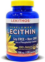 100% All-Natural Sunflower Lecithin Capsules - 120 Count - Cold Pressed (Solvent Free) - Non-GMO Project Verified - Certified Vegan - Rich in Phosphatidyl Choline