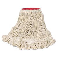 Rubbermaid D253WHI Super Stitch Looped-End Wet Mop Head Cotton/Synthetic Large Size Red/White