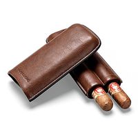 CIGARLOONG Brown Leather Cigar Case Hold 2 Cigar with Gift Box