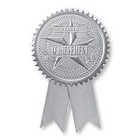 Embossed Seal of Achievement Ribbon Certificate Seals, 102 Pack (Silver)