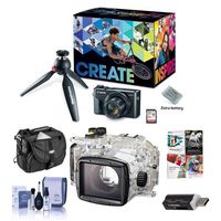 Canon PowerShot G7 X Mark II Video Creator Kit - Bundle WP-DC55 Waterproof Case - Camera Case, Cleaning Kit, Card Reader, Software Package