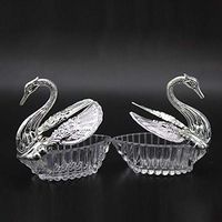 EORTA 10 Pieces Candy Boxes Wedding Party Favor Gift Boxes Bomboniere Container Swan Shaped Snack Wrapping Decoration for Wedding Party DIY, Silver