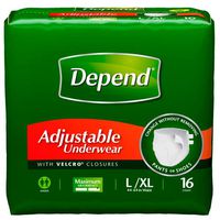 Depend Adjustable Underwear, Large/X-Large, 16-Count Packages (Pack of 4)