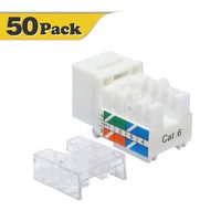 VCE 50 Pack Cat6 RJ45 90-Degree Keystone Jack, Punch Down Keystone Jack Adapter UL Listed