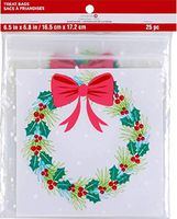 Lot of 75 Zip Top Treat Bags by Celebrate It® - 6.5" x 6.8" (Holiday Wreath)