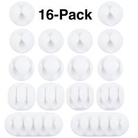 16 Pack OHill Multipurpose Cable Clips Holders for Organizing Cable Cords Home and Office, Self Adhesive Cord Holders
