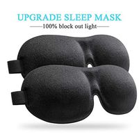 Sleep Mask (2 Pack), Upgraded Deeper 3D Contoured Eye Mask for Sleeping, Travel, Nap, Shift Work, No Pressure Light Blocking Eyeshade Night Blindfold with Adjustable Strap for Man, Women, Black