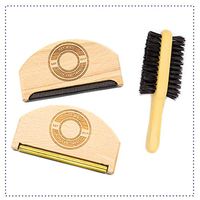 Premium Fabric Sweater Shaver Lint Comb & Free Lint Brush. 3 in 1 Pack. HAT MATE. Pure Wood Eco-Friendly Product. Clothes & Cashmere Shaver Removes Pills, Fuzz & Lint from Garments.
