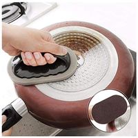 Lavany Scrub Brush,Clearance Magic Emery Sponge Brush Eraser Cleaner with Handle Grip for Kitchen Cleaning Tool,Good for Rust Sink Pot Bowl (Brown)