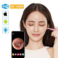 JM-D Ear Otoscope Wireless Ear Camera WiFi Safe Earwax Cleaner Earpick Tool with 2 Megapixels IP67 Waterproof 6 LED Lights for iPhone iOS Android Windows Mac,Rosegold