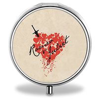 Heart Pill Case, Round Stainless Drug Organizer Container Medicine Cover for Pocket Daily&Weekly