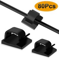 Hicdaw 80 Pcs Adhesive Cable Clips Large 2 Size Wire Clips Car Cable Organizer Cable Holder Cable Wire Management for Office Car and Home
