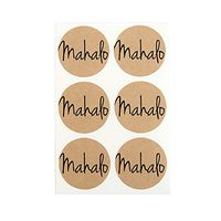 Mahalo Round Stickers, Seals and Labels for Hawaiian Themed Weddings, Showers and Parties, by Once Upon Supplies, 1.5 Inches, 60 Stickers