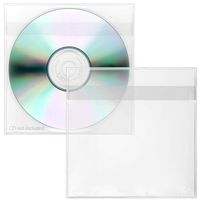 StoreSMART - Peel & Stick CD/DVD Pocket - Clear Plastic - Tight Fit with Flap - 4 1/2" x 4 1/2" - 100-Pack - STB2011F-100