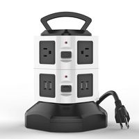 Asgens Power Strip,6 Way Outlets with 4 USB Port Charger 110-250V Charging Station Smart Power 2 Layers Socket Tower with 9.8 ft Extendable Cord