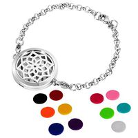 HOUSWEETY Aromatherapy Essential Oil Diffuser Bracelet Locket Jewelry with 11 Refill Pads (Engraving)