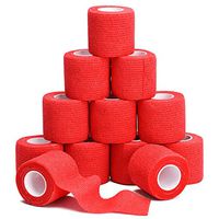 TOBWOLF 12PCS Self Adherent Cohesive Bandage, 2" x5yd / 5cmx4.5m Elastic Bandage Wrap Gauze, Breathable Medical Sports Tape for Wrist, Ankle, Knee, Leg Sprains & Swelling - Red