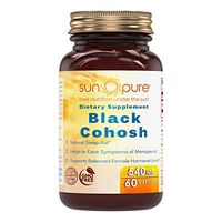 Sun Pure Premium Quality Black Cohosh 540 Mg, Capsules Glass Bottle - Promotes Female Hormonal Balance - Natural Sleep Aid - Reduce Hot Flashes (60 Count)