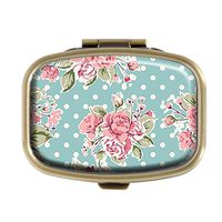 Top A Flowers Custom Personalized Square Pill Box Decorative Box Vitamin Container Pocket Or Wallet (Flowers-14)