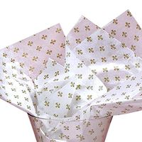 White & Gold Fleur DE LIS Floral Tissue Paper for Gift Wrapping 20"x30" Sheets (50)