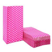 Pink Polka Dot Paper Bags Mini Paper Gift Bags for Party Favors Supplies by ADIDO EVA(3.5 x 2.3 x 7 in Hot Pink 50 PCS)