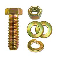 (4 Sets) 1/2-13x1-3/4" Grade 8 Hex Cap Bolts Screws, Nuts, Flat & Lock Washers Yellow