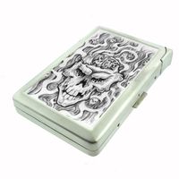 Skull Tattoo Scary Horror Double-Sided Cigarette Case with lighter, ID Holder, and Wallet D-124