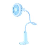 2 in 1Adjustable USB Handy Lamp Fan, Free Rotation Desktop Clip Lamp Fan,Rechargeable Mini Fan for Personal Use(Blue)