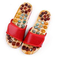 Foot Massage Shoes, Home Pebbles Massage Foot Acupuncture Point Massage Sandals Men's Slip Home Home Sandals and Slippers Women's Summer Indoor Shoes (Color : Red, Size : 25.5cm)