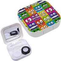 Portable Contact Lens Case Box Travel Kit Mirror + Bottle + Tweezers Container Holder [ Funny Colorful Emotions ]