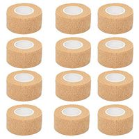 Self Adhesive Bandage Cohesive Warp Bandages Sport Medical Tape Tattoo Grip Cover Nonwovens 1"x5y 12Roll for Stretch Athletic, Ankle Sprains & Swelling, Sports，House Peta & Horse FDA Approved