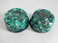 2 Transparent Green Small Tower Buster Crystal Orgone Generator Energy Accumulator 528Hz/7.83Hz/Advance Harmonics Many Beautiful Ingredients and Colors!! (Transparent Green)