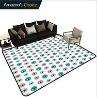 Bigdatastore Eyelash Moiré Kids Carpet Playmat Rug, Childish Doodle Style Eyes in Pastel Colored Circles Curious Looks Modern, Easy Maintenance Area Rug Living Room Bedroom Carpet(8'x 10')