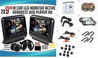 2020 New Black Dual Universal Mount 9" LCD Screen Car Headrest Monitors DVD Players USB/SD Games & Wireless Headphones