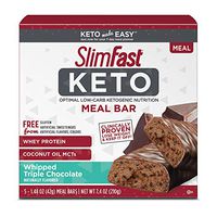 SlimFast Keto Meal Replacement Bar, Whipped Triple Chocolate, 5 Count, Pack of 1