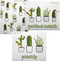 Mixed Cactus Set of 3 Cloths (one of Each Design) Swedish Dishcloths | ECO Friendly Absorbent Cleaning Cloth | Reusable Cleaning Wipes